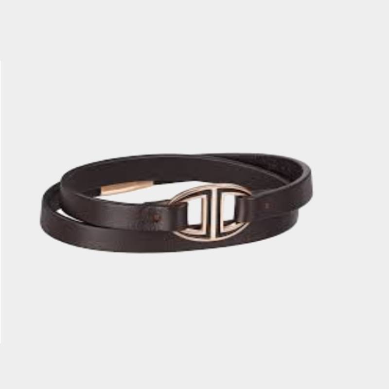 DAVIDOFF ZINO BRACELET IN BROWN LEATHER WITH GOLD PVD - Zakaa Urban
