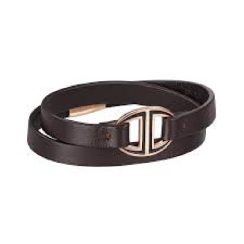 DAVIDOFF ZINO BRACELET IN BROWN LEATHER WITH GOLD PVD - Zakaa Urban