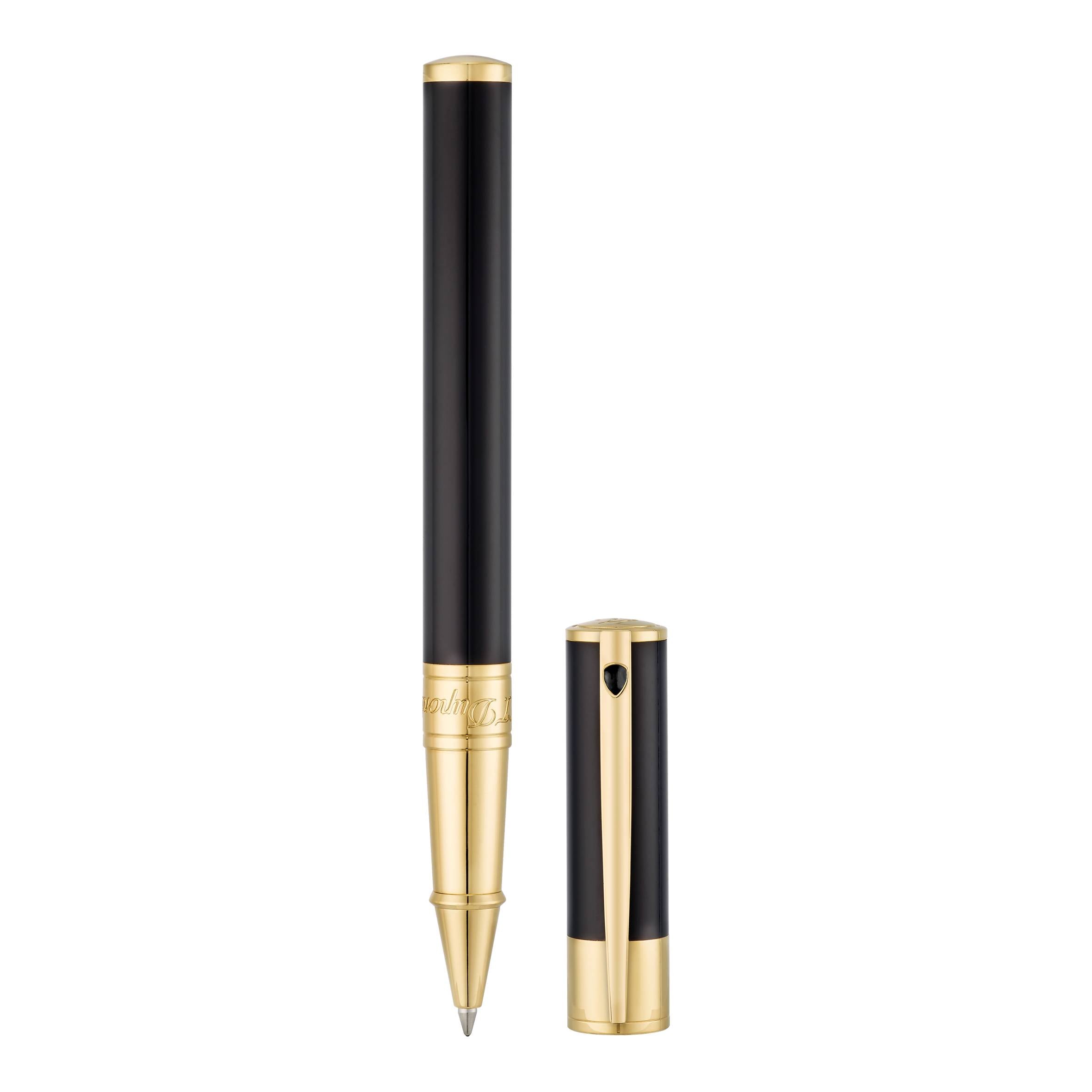 ST DUPONT YELLOW GOLD FINISH BLACK BALLPOINT PEN - Zakaa Urban
