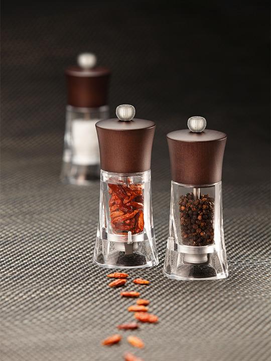 Oléron Manual Salt and Pepper Mill in Wood and Acrylic, Black Matte, 14 cm - 5,5in. - Zakaa Urban