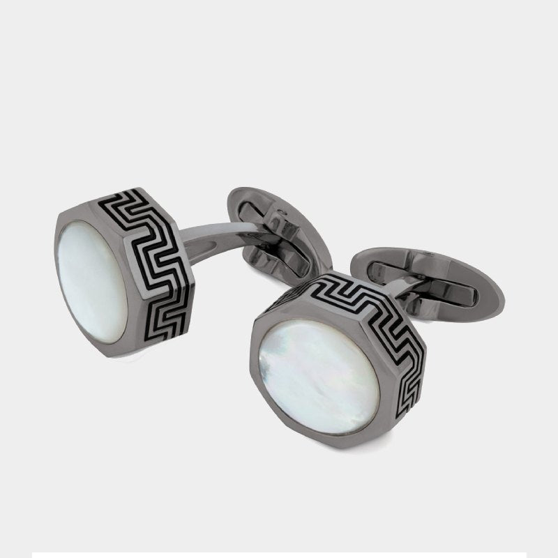 Montegrappa  Privilege Cufflinks - Gunmetal PVD - White MOP - Zakaa Urban