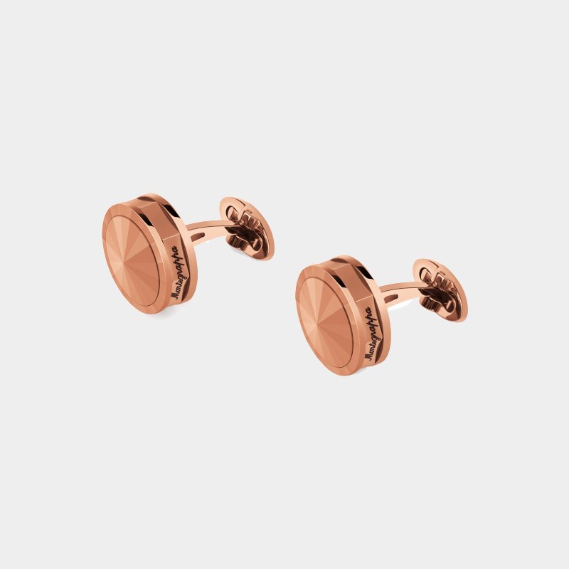 MONTEGRAPPA NEROUNO CUFFLINKS - ROSE GOLD WITH TIGER EYE INLAY - Zakaa Urban