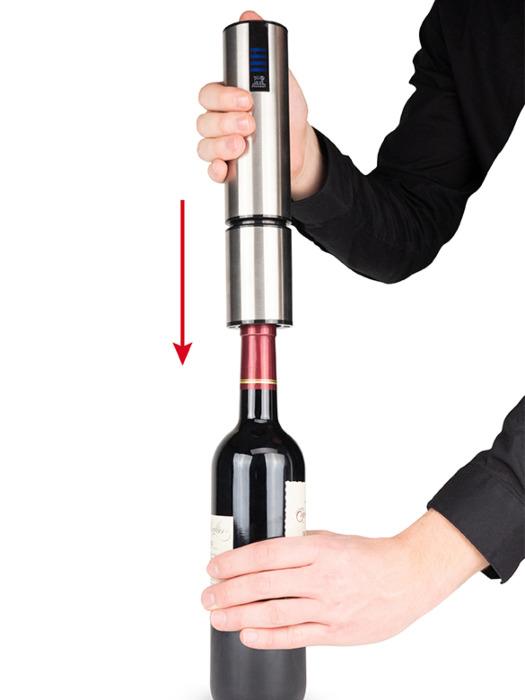 Elis Touch Rechargeable electric corkscrew in stainless steel with battery 27 cm - Zakaa Urban