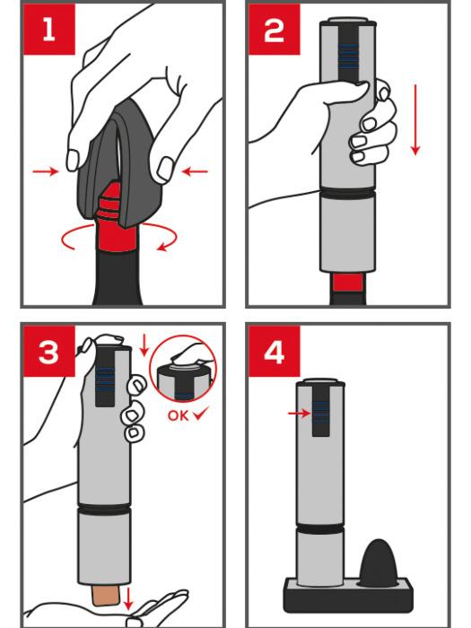Elis Touch Rechargeable electric corkscrew in stainless steel with battery 27 cm - Zakaa Urban